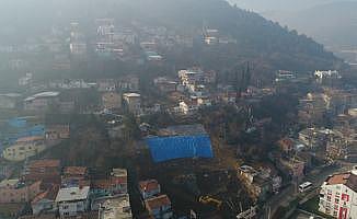 Bursa'daki heyelan bölgesi drone ile görüntülendi